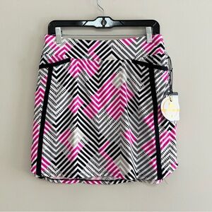 Tail White Label NWT Curved HiLo 18” Chevron Striped Performance Skort, Pink, S